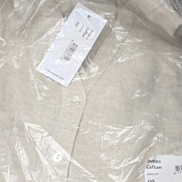 NWT- Harshman Los Angeles, Dimos Caftan, Natural (Light Oat), One Size - Picture 3 of 3